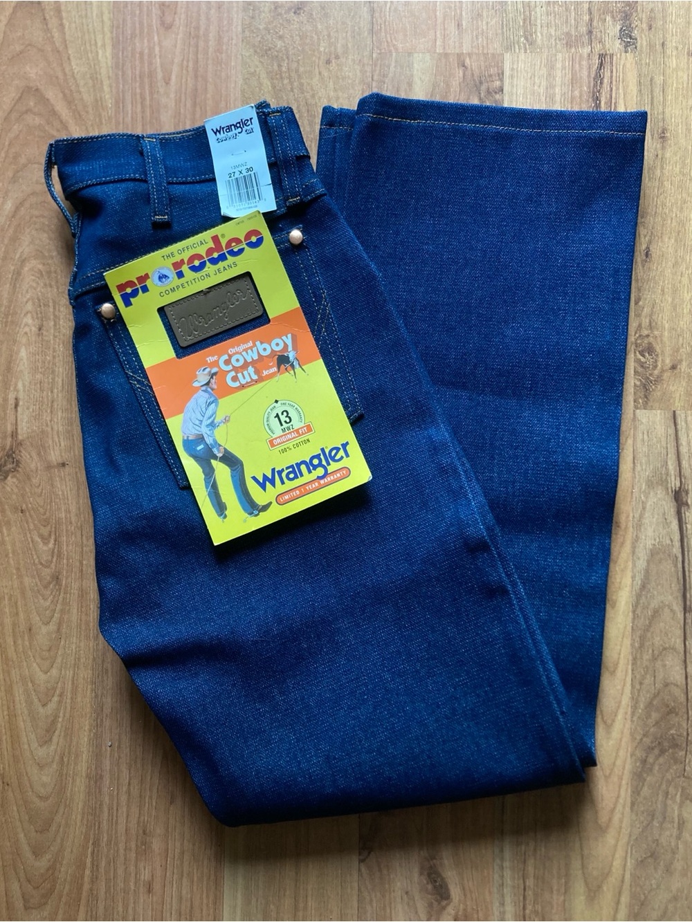 NWT Wrangler Pro Rodeo Cowboy Cut Ridgid Indigo Denim Jeans Mens 27x30 13MWZ